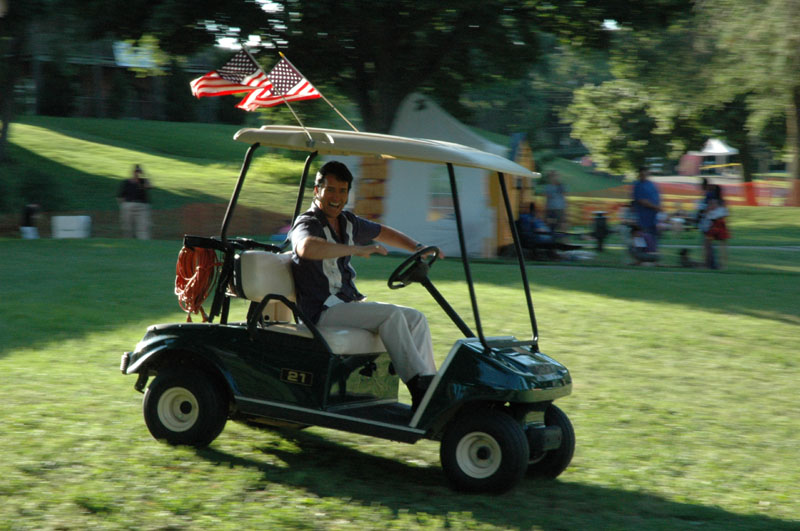 Elvis in a Golf Cart